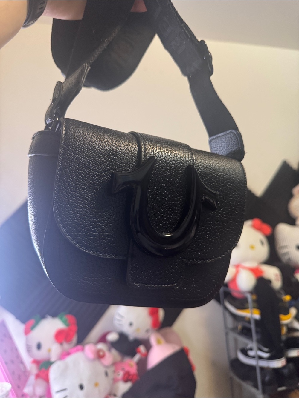 True Religion Black Pebbled Mini Crossbody Bag